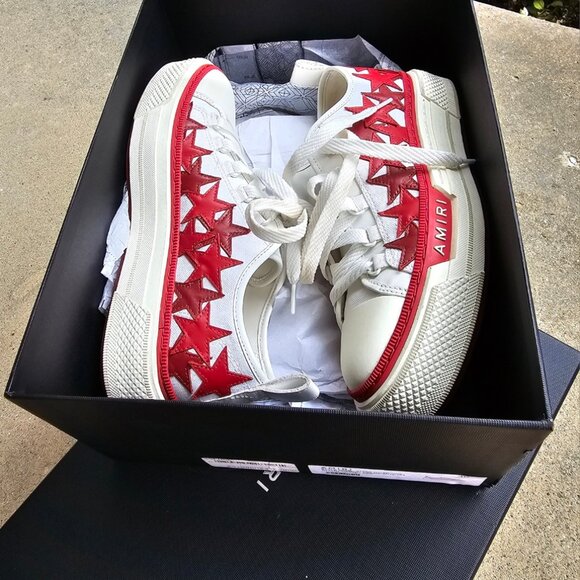 The **AMIRI Stars Court Low Sneaker** blends style & comfort - Red & White main image 6